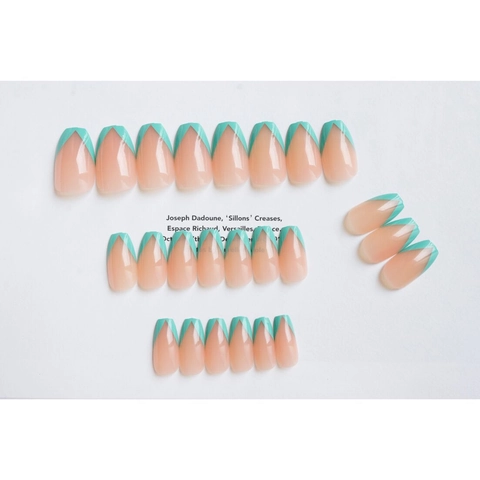 Γαλλικά V-Shape Press On Nails Μακριά Φέρετρο Ψεύτικα Νύχια Nude Ροζ Μέντα Πράσινο Γυαλιστερό Τεχνητό Μανικιούρ Για Γυναίκες