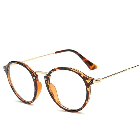 Gafas Ópticas Redondas Vintage Con Varillas De Metal Retro Lentes Transparentes Para Mujeres
