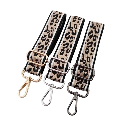 Adjustable Leopard Print Polyester Bag Strap Replacement Crossbody Shoulder Strap For Women Decorative Bag Belt With Metal Buckle
