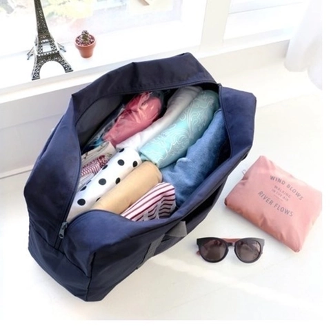 Faltbare Reisetasche Große Kapazität Wasserdichtes Nylon Gepäck Aufbewahrungstasche Mit Trolley Griffhülse Fronttasche