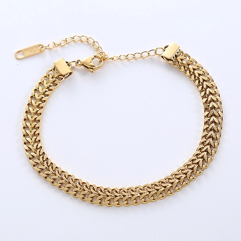 Stainless Steel Link Chain Necklace And Bracelet 18K Gold Plated Minimalist Hip Hop Trendy Jewelry For Women Men Gift