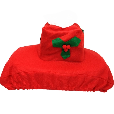 Weihnachtsmann WC Sitzbezug U-förmige Matte Wassertank Taschentuchbox Bezug Badezimmer Dekoration Flanell Stoff Rot