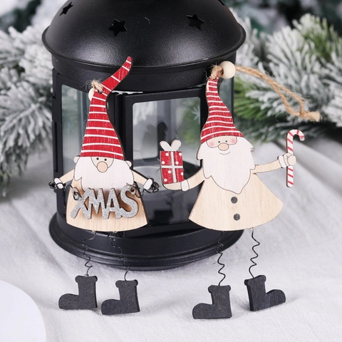 Addobbi Natalizi Pendenti In Legno Gnomo Babbo Natale Nordico Con Gambe A Molla Decorazioni Festive Per Albero