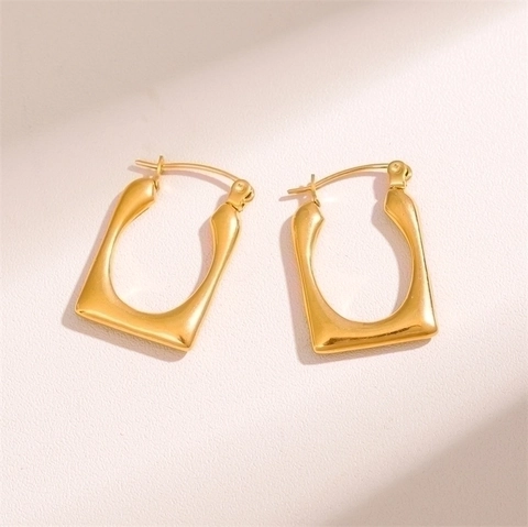 Geometrische U-Förmige Creolen Edelstahl Vakuum Vergoldet Minimalistisches Quadrat Oval Mode Schmuck Für Damen