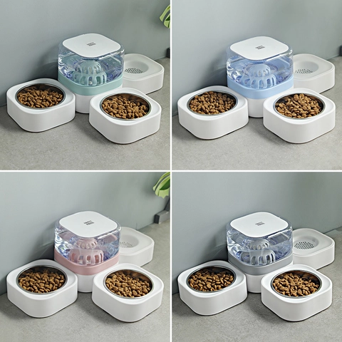 Automatische Waterdispenser En Voerbakken Voor Huisdieren Roestvrij Staal Zwaartekracht Bijvullen Afneembaar Modulair Katten Honden