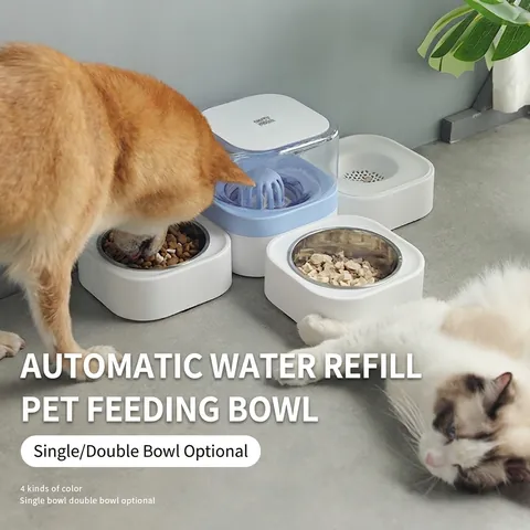 Automatische Waterdispenser En Voerbakken Voor Huisdieren Roestvrij Staal Zwaartekracht Bijvullen Afneembaar Modulair Katten Honden