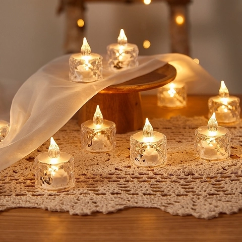 Flameless LED Electronic Candle Night Light Acrylic Crystal Christmas Tree Iceberg Shape Warm Light For Home Decoration