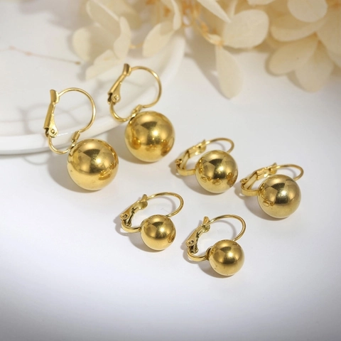Pendientes De Bola De Acero Inoxidable Minimalista Pulido Esférico Pendientes De Gancho Para Mujeres Hombres Estilo Coreano