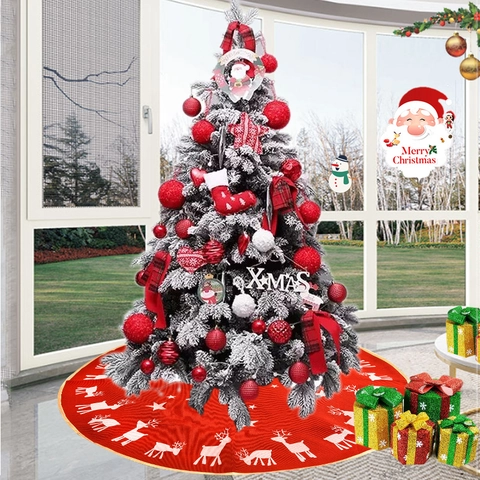 Gonna per Albero di Natale in Lino Con Motivo a Renna e Stella Decorazione Rotonda per Base dell'Albero di Natale Casa Festa