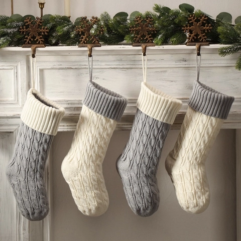 Calze Di Natale In Maglia Acrilica Decorazione Appesa Per Feste Ornamento Rustico Per Camino Celebrazione