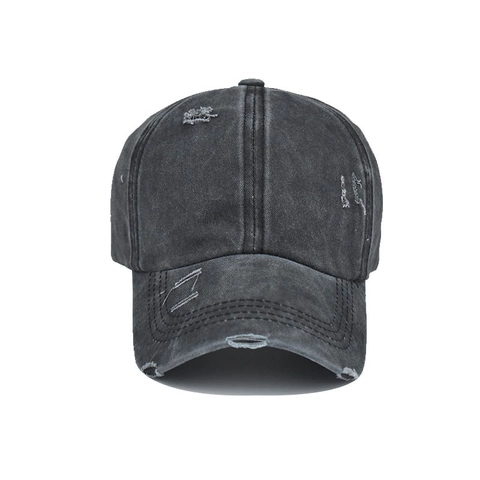 Gorra De Béisbol Coleta Algodón Lavado Estilo Desgastado Protección Solar Ajustable Casual Accesorio De Moda Mujeres
