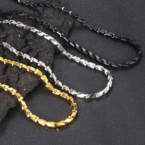 Collana E Bracciale Hip Hop Da Uomo In Acciaio Inossidabile Catena Geometrica Gioielli Di Moda Per Uomo