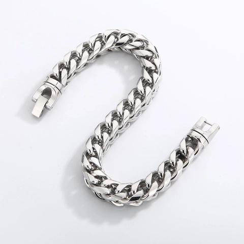 Mens Stainless Steel Dragon Bone Chain Bracelet Polished Keel Link Punk Style Bangle Jewelry Multi Color