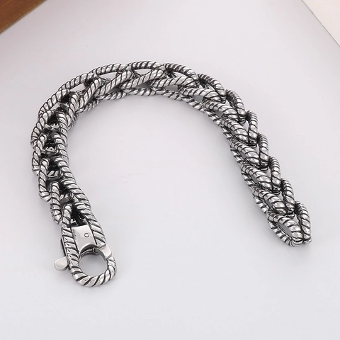 Vintage Gflochtenes Seilkettenarmband Edelstahl 316L Retro Punk Industriestil Schmuckzubehör Für Männer