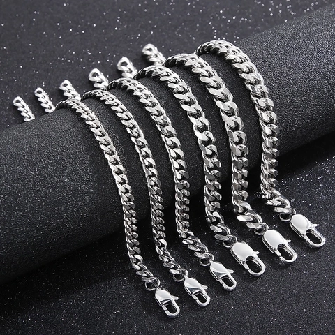 Bracciale A Catena Cubana Acciaio Inossidabile 316L Lucidato Minimalista Unisex Gioielli Punk