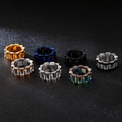 Anello In Acciaio Inossidabile Design A Maglia Di Cinturino Stile Punk Industriale Gioielli Per Uomo E Donna Unisex