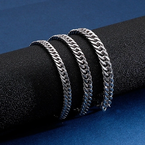 Edelstahl Curb Kette Armband Poliertes Cuban Link Streetwear Hip Hop Schmuck Für Männer