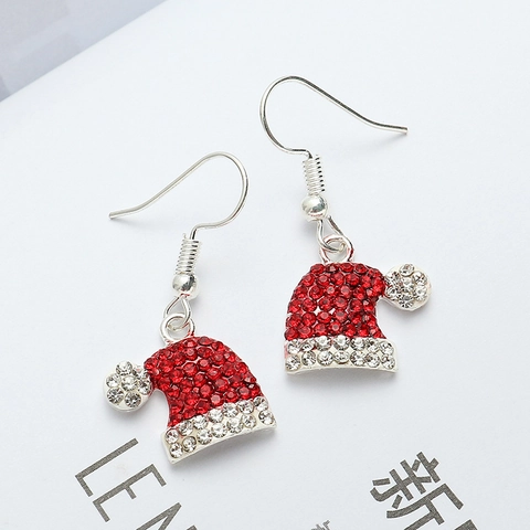 Boucles D'oreilles De Noël Alliage Strass Émail Renne Bonnet De Père Noël Bonhomme De Neige Bijoux Festifs Pour Femmes