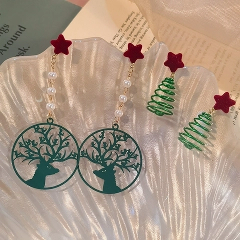 Orecchini Di Natale Per Donna Albero Di Natale Alce Renna Fiocco Perla Artificial Lega Vernice Gioielli Per Feste