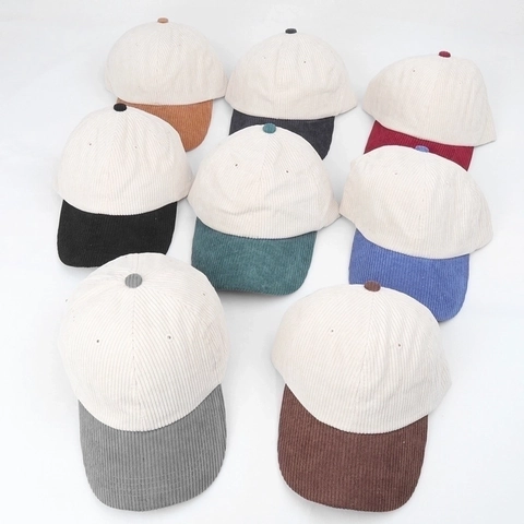 Baseball Cap Corduroy Patchwork Kontrastfarbe Verstellbar Lässig Vintage Mütze Für Herren Damen Herbst Winter