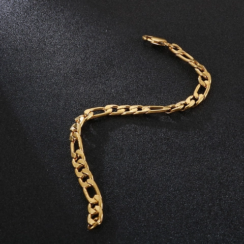 Polished Figaro Chain Bracelet Stainless Steel Jewelry With Lobster Clasp Fashion Minimalist Accessories For Men Women