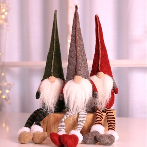 Weihnachtsgnom Plüsch Ornament Langbeinig Schwedische Tomte Zwerg Sitzende Puppe Ferienhaus Dekoration Filz