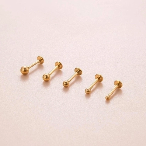Roestvrijstalen Labret Piercing Studs Platte Achterkant Push Pin Kraakbeen Oorbellen Voor Lip Tragus Helix Body Jewelry