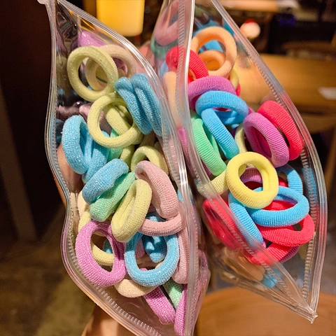 Colorful High Elastic Hair Ties Seamless Fabric Ponytail Holders Non Damaging Small Hair Bands For Girls Women