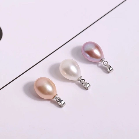 Freshwater Pearl Pendant 925 Sterling Silver Clasp For Women Elegant Waterdrop Rice Shape Jewelry Pendant Only Without Chain