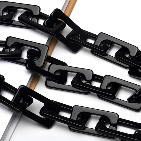 Brillenkette Acryl Schwarz Rechteckige Glieder Rutschfest Brillenband Retro Sonnenbrillenband Accessoire