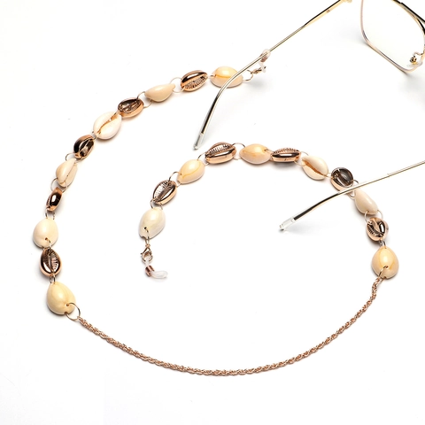 Bohemian Sunglasses Chain Natural Shell Gold Alloy Non Slip Eyeglasses Lanyard Strap For Women Elegant Accessories