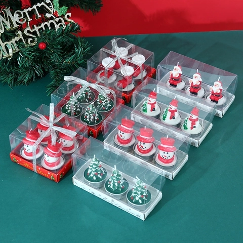 Candele Di Natale Paraffina Babbo Natale Pupazzo Di Neve Forma Decorazioni Per Feste Per La Casa E Le Vacanze