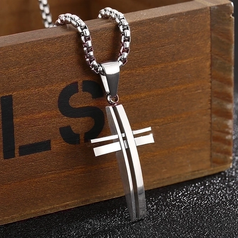 Roestvrijstalen Kruis Hanger Hol 3D Ontwerp Gepolijst Eenvoudige Mode Hip Hop Individuele Sieraden Voor Mannen