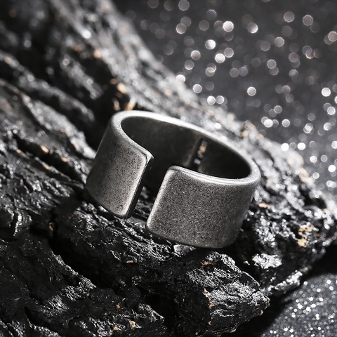 Vintage Kruis Holle Ring Roestvrij Staal Verstelbare Open Band Retro Punk Sieraden Voor Heren Dames