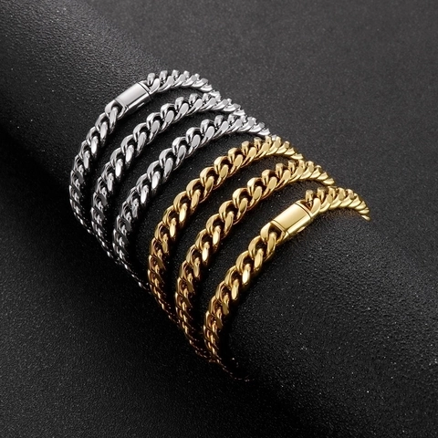 Collana E Bracciale A Catena Cubana Hip Hop In Acciaio Inossidabile Gioielli Punk Minimalisti Per Uomini