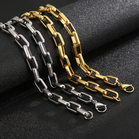 Collana A Catena Con Graffetta In Acciaio Inossidabile Giunzione Quadrata Geometrica Gioielli Di Moda Per Uomo Donna Unisex