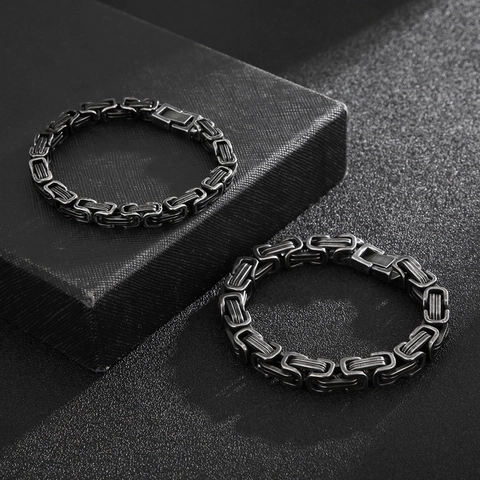 Collana Catena Bizantina Re Acciaio Inossidabile Stile Punk Industriale Vintage Per Uomo Gioielli