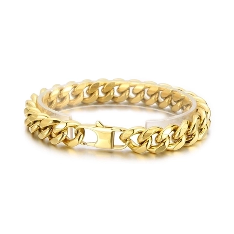 Gioielli Catena Cubana Uomo Acciaio Inossidabile Stile Hip Hop Punk Oro Argento Nero Bracciale E Collana In Metallo