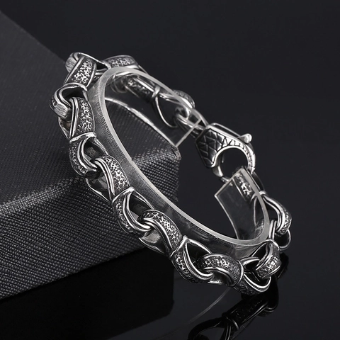 Vintage Geschwärztes Gliederkette Armband 316L Edelstahl Hammerschlag Textur Industrial Punk Stil Für Herren