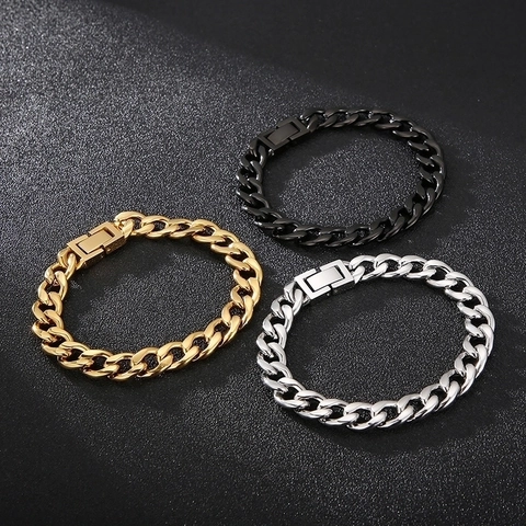 Collar Pulsera De Cadena De Eslabones Cubanos Para Hombre Acero Inoxidable 316L Pulido Hip Hop Punk Joyería