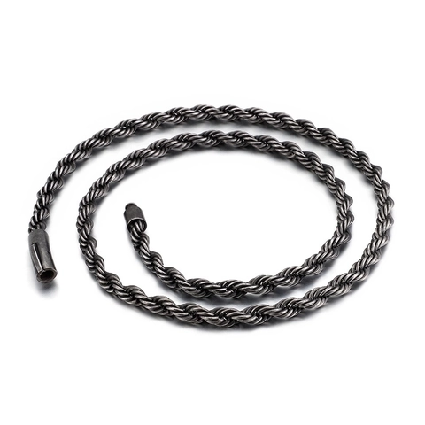 Collar De Cadena De Cuerda Trenzada De Acero Inoxidable Joyería Estilo Hip Hop Punk Para Hombres Y Mujeres
