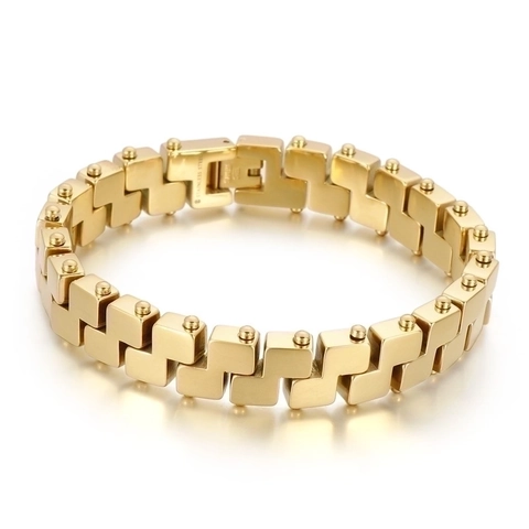Bracelet À Chaîne Géométrique Plaqué Or 18K Acier Inoxydable Placage Sous Vide Style Hip Hop Industriel Bijoux Pour Hommes