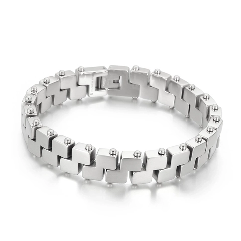 Pulsera Geométrica de Acero de Titanio para Hombre Estilo Punk Industrial Cadena de Acero Inoxidable Oro Plata Joyería