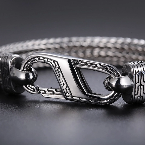 Bracciale Uomo Catena Intrecciata Stile Industriale Acciaio Inossidabile Gioielli Punk