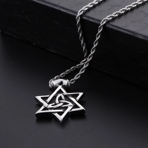 Pendente Esagramma Uomo Acciaio Inossidabile 316L Retro Punk Stella Di Davide Triquetra Nodo Celtico Vintage Gotico Gioielli
