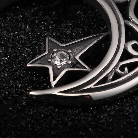 Collana Con Pendente Stella Luna Acciaio Inossidabile Filigrana Cava Con Strass Trasparente Gioielli Minimalisti Vintage