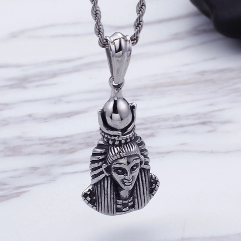 Pendente Testa Di Faraone Egiziano Tutankhamon Re Acciaio Inossidabile Vintage Retro Hip Hop Punk Gioielli Da Uomo