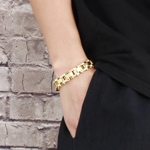 Bracciale Da Uomo In Acciaio Inossidabile Maglie Geometriche Punk Biker Borchie Spazzolato Gioielli Industriali