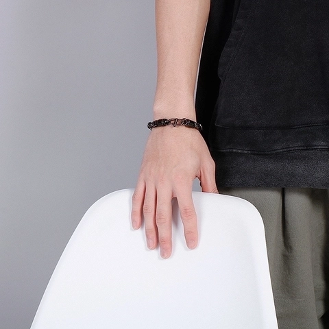 Pulsera De Cadena De Acero Inoxidable Para Hombre Eslabones Ovalados Retorcidos Estilo Punk