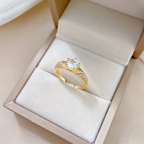 Anello In Zircone Otto Cuori Otto Frecce Rame Placcato Oro Regolabile Aperto Stile Semplice Gioielli Da Donna